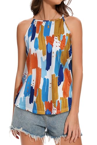 Gosunny Damen Tank Top Ärmelloses Halter Camisole Sommer Basic Off Shoulder Cami Bluse(Bunt,L) von Gosunny