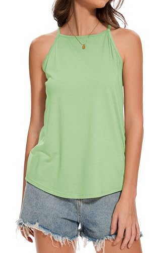 Gosunny Damen Tank Top Ärmelloses Halter Camisole Sommer Basic Off Shoulder Cami Bluse(Grün,XL) von Gosunny