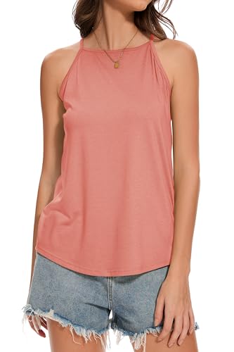 Gosunny Damen Tank Top Ärmelloses Halter Camisole Sommer Basic Off Shoulder Cami Bluse(Klar Rot,L) von Gosunny