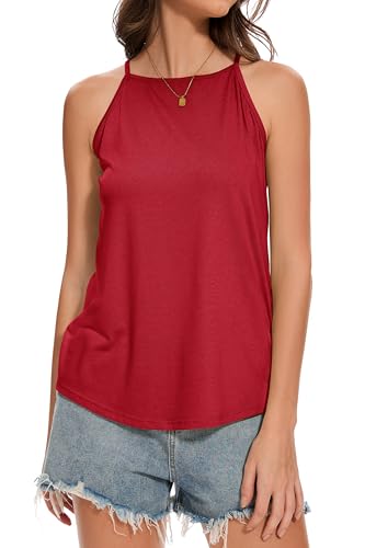Gosunny Damen Tank Top Ärmelloses Halter Camisole Sommer Basic Off Shoulder Cami Bluse(Rot,XL) von Gosunny