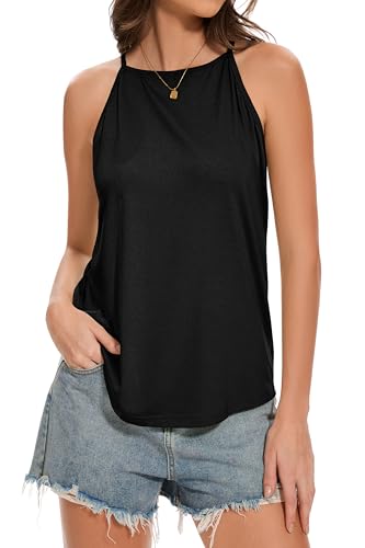 Gosunny Damen Tank Top Ärmelloses Halter Camisole Sommer Basic Off Shoulder Cami Bluse(Schwarz,M) von Gosunny
