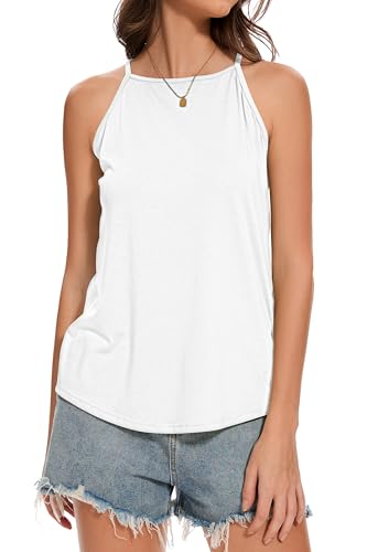 Gosunny Damen Tank Top Ärmelloses Halter Camisole Sommer Basic Off Shoulder Cami Bluse(Weiß,S) von Gosunny