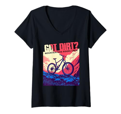 Damen North Carolina Mountainbiking MTB Radfahren Liebhaber Radfahrer T-Shirt mit V-Ausschnitt von Got Dirt MTB Enthusiast Outdoor Adventure Style