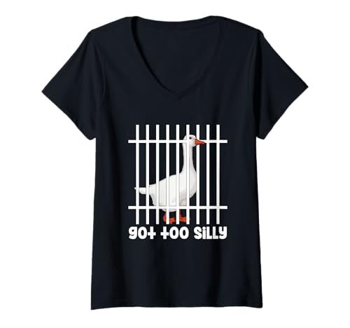 Damen Silly Goose Lustiger Wortspiel-Humor mit Gänsetieren wurde zu albern T-Shirt mit V-Ausschnitt von Got Too Silly Funny Silly Goose Gift