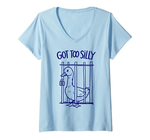 Damen Got Too Albern Lustiger Gänsewortspiel-Humor für Tierliebhaber T-Shirt mit V-Ausschnitt Damen Got Too Albern Lustiger Gänsewortspiel-Humor für Tierliebhaber T-Shirt mit V-Ausschnitt von Got Too Silly Meme Silly Pun Goose Funny Meme