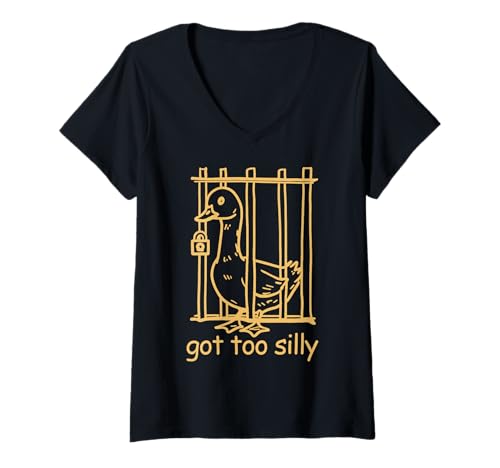 Damen Goose Got Too Silly Lustiges Wortspiel für Tierliebhaber T-Shirt mit V-Ausschnitt Damen Goose Got Too Silly Lustiges Wortspiel für Tierliebhaber T-Shirt mit V-Ausschnitt von Got Too Silly Meme Silly Pun Goose Meme