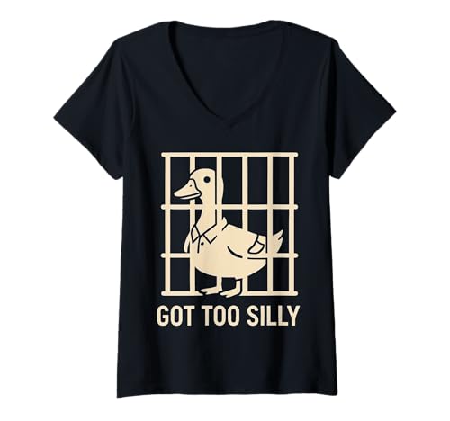 Damen Got Too Albern Lustiger Gänsewortspiel-Humor für Tierliebhaber T-Shirt mit V-Ausschnitt Damen Got Too Albern Lustiger Gänsewortspiel-Humor für Tierliebhaber T-Shirt mit V-Ausschnitt von Got Too Silly Meme Silly Pun Goose Meme