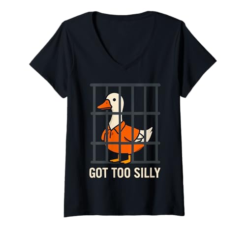Damen Got Too Albern Lustiger Gänsewortspiel-Humor für Tierliebhaber T-Shirt mit V-Ausschnitt Damen Got Too Albern Lustiger Gänsewortspiel-Humor für Tierliebhaber T-Shirt mit V-Ausschnitt von Got Too Silly Meme Silly Pun Goose