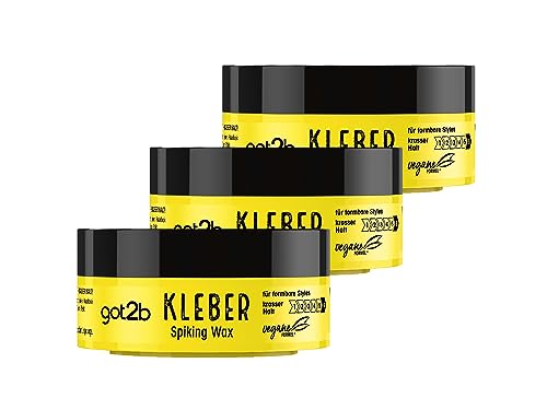 got2b Kleber Spiking Wax Halt 6 (75 ml), Haarwax mit krassem Halt für vertikale Styles, Haargel für Männer modelliert wie ein Wax und hält wie ein Kleber, 3x 75 ml von Got2B