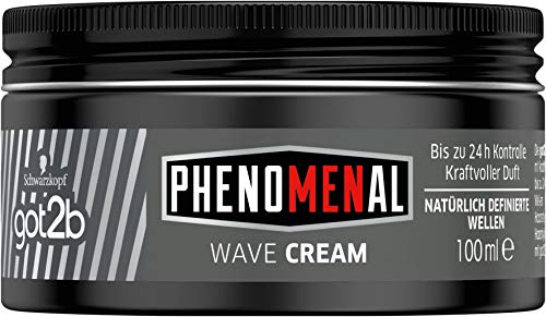 got2b Phenomenal Wave Cream (100 ml), Haarwax für Männer verleiht natürlich definierte Wellen bei mittellangem bis langem Haar, Styling Creme für bis zu 24 h Kontrolle von got2b