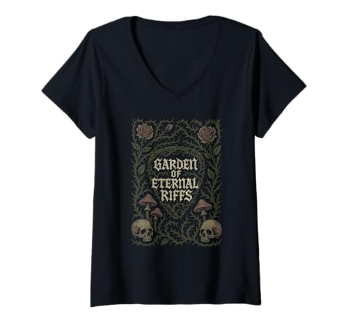 Damen Cottagecore Metallfee Goth Dark Forest Edgy Nature T-Shirt mit V-Ausschnitt Damen Cottagecore Metallfee Goth Dark Forest Edgy Nature T-Shirt mit V-Ausschnitt von Goth Cottage Aesthetic Soft Punk Mushroom Fashion