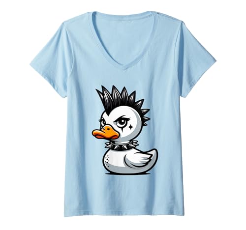 Damen Goth Duck Gothic T-Shirt mit V-Ausschnitt Damen Goth Duck Gothic T-Shirt mit V-Ausschnitt von Goth Culture Duckling
