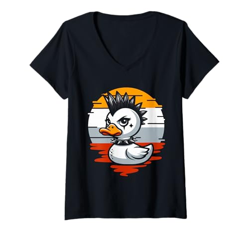 Damen Goth Duck Gothic T-Shirt mit V-Ausschnitt Damen Goth Duck Gothic T-Shirt mit V-Ausschnitt von Goth Culture Duckling