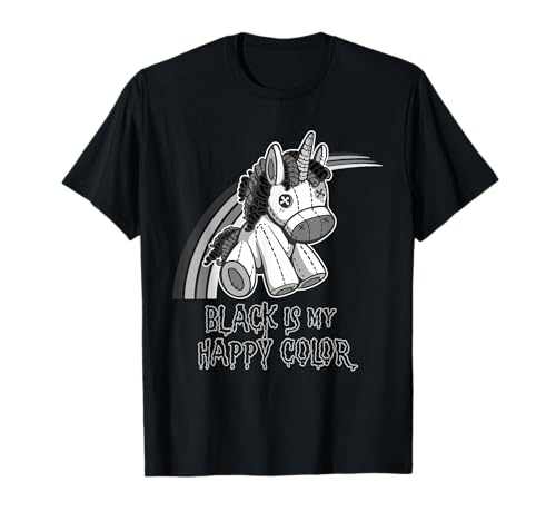 Black Is My Happy Color Gothic Einhorn Goth Girl Emo T-Shirt Black Is My Happy Color Gothic Einhorn Goth Girl Emo T-Shirt von Goth Geschenk Emo Punk Dark Mädchen Gothic Musik