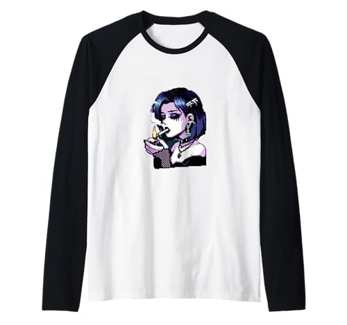Smoking Goth Girl//Pixel Goth Babe//Nostalgisches Bootleg Raglan Smoking Goth Girl//Pixel Goth Babe//Nostalgisches Bootleg Raglan von Goth Girls