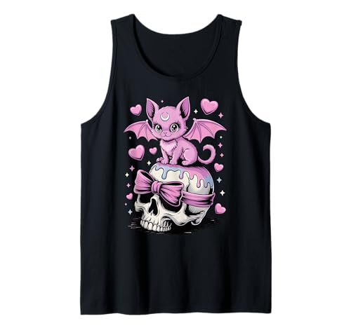 Kawaii Pastel Goth Cute Creepy Cat Bat Skeleton Men Women Tank Top von Goth Kawaii Pastel Colors Animals Style Gothic Tee