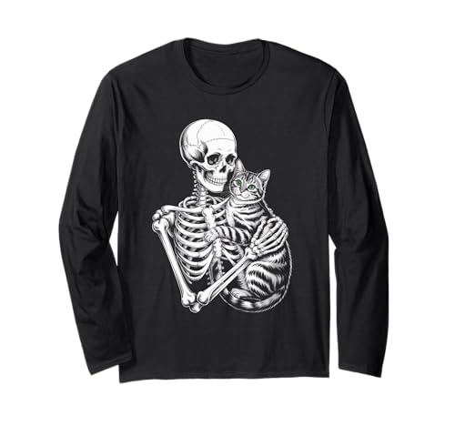 Lustiger Spruch Skelett liebt Katze bis zum Tod Frauen Männer Langarmshirt Lustiger Spruch Skelett liebt Katze bis zum Tod Frauen Männer Langarmshirt von Goth Pet Owner Creepy Cute Bones Feline Spirit