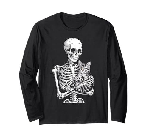 Lustiger Spruch Skelett liebt Katze bis zum Tod Frauen Männer Langarmshirt Lustiger Spruch Skelett liebt Katze bis zum Tod Frauen Männer Langarmshirt von Goth Pet Owner Creepy Cute Bones Feline Spirit