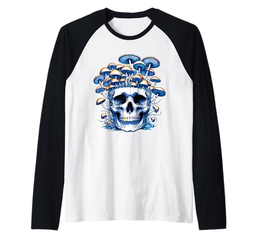 Goth Cottagecore Totenkopf Pilz Dunkel Boho Herren Damen Vintage Raglan von Goth Skull Mushroom Men Women Dark Cottagecore Art