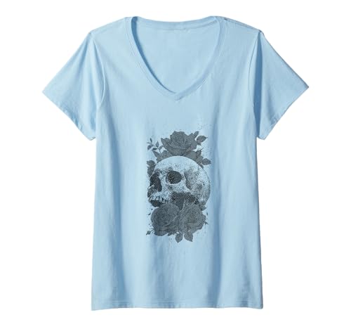 Damen Goth Emo EGirl Rosen Blumen Gothic Ästhetik T-Shirt mit V-Ausschnitt von Goth and Emo Aesthetic Designs