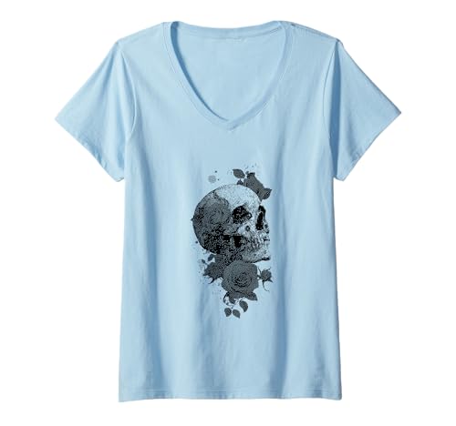Damen Goth Emo EGirl Rosen Blumen Gothic Ästhetik T-Shirt mit V-Ausschnitt von Goth and Emo Aesthetic Designs