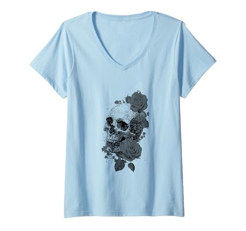 Damen Goth Emo EGirl Rosen Blumen Gothic Ästhetik T-Shirt mit V-Ausschnitt von Goth and Emo Aesthetic Designs