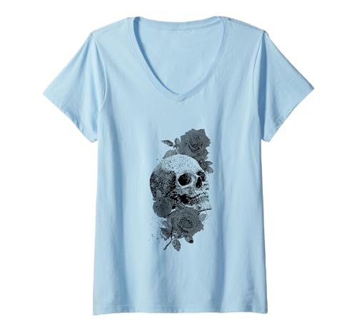 Damen Goth Emo EGirl Rosen Blumen Gothic Ästhetik T-Shirt mit V-Ausschnitt von Goth and Emo Aesthetic Designs