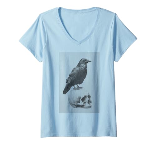 Damen Gothic Crow Goth Ästhetischer Rabe Okkulter Vogel Emo Girl T-Shirt mit V-Ausschnitt von Goth and Emo Aesthetic Designs