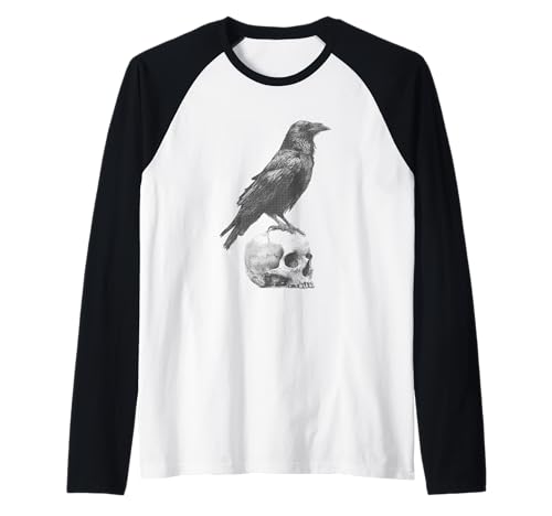 Gothic Crow Goth Ästhetischer Rabe Okkulter Vogel Emo Girl Raglan von Goth and Emo Aesthetic Designs