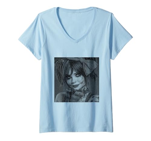 Damen Gothic Creepy Gothic Girl Clown Alt Aesthetic T-Shirt mit V-Ausschnitt von Goth and Emo Designs for Anime Lovers