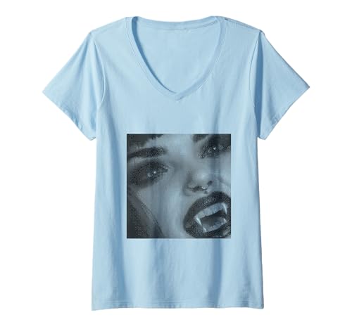 Damen Vampir Gothic Anime Kawaii Goth Girl Alt Aesthetic T-Shirt mit V-Ausschnitt von Goth and Emo Designs for Anime Lovers