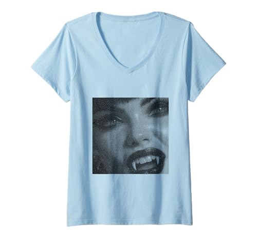 Damen Vampir Gothic Anime Kawaii Goth Girl Alt Aesthetic T-Shirt mit V-Ausschnitt von Goth and Emo Designs for Anime Lovers