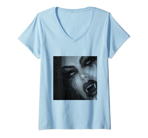 Damen Vampir Gothic Anime Manga Japan Kawaii Goth Girl Alt T-Shirt mit V-Ausschnitt von Goth and Emo Designs for Anime Lovers