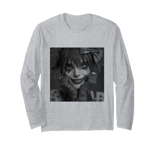 Gothic Creepy Gothic Girl Clown Alt Aesthetic Langarmshirt von Goth and Emo Designs for Anime Lovers
