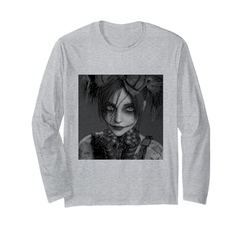 Gothic Creepy Gothic Girl Clown Alt Aesthetic Langarmshirt von Goth and Emo Designs for Anime Lovers