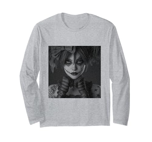 Gothic Creepy Gothic Girl Clown Alt Aesthetic Langarmshirt von Goth and Emo Designs for Anime Lovers