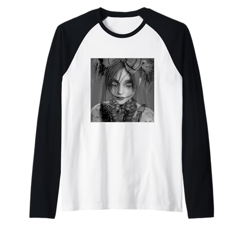 Gothic Creepy Gothic Girl Clown Alt Aesthetic Raglan von Goth and Emo Designs for Anime Lovers