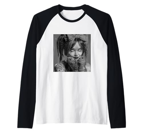 Gothic Creepy Gothic Girl Clown Alt Aesthetic Raglan von Goth and Emo Designs for Anime Lovers
