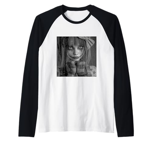 Gothic Creepy Gothic Girl Clown Alt Aesthetic Raglan von Goth and Emo Designs for Anime Lovers