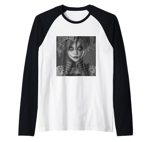Gothic Creepy Gothic Girl Clown Alt Aesthetic Raglan von Goth and Emo Designs for Anime Lovers