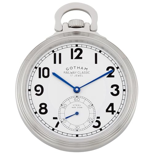 Gotham Herren Edelstahl Mechanische Handaufzug Eisenbahn Klassische Nostalgie Serie Taschenuhr # GWC14114S, silber, Taschenuhr Gotham Herren Edelstahl Mechanische Handaufzug Eisenbahn Klassische Nostalgie Serie Taschenuhr # GWC14114S, silber, Taschenuhr von Gotham