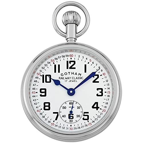 Gotham GWC14111S Herren-Taschenuhr aus Edelstahl, mechanisch, mit Handaufzug, Mechanisch von Gotham