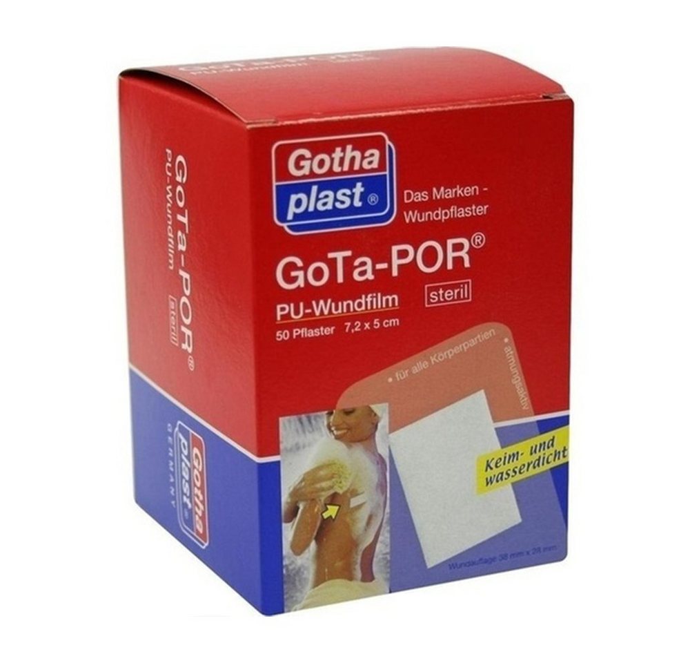 Gothaplast GmbH Wundpflaster GOTA-POR PU Wundfilm 7,2x5 cm steril Pflaster, 50 Stück (50 St., 50x PU Wundfilm 7,2x5 cm steril Pflaster), 50x Wundfilm sterile Pflaster 5x7,2cm von Gothaplast GmbH
