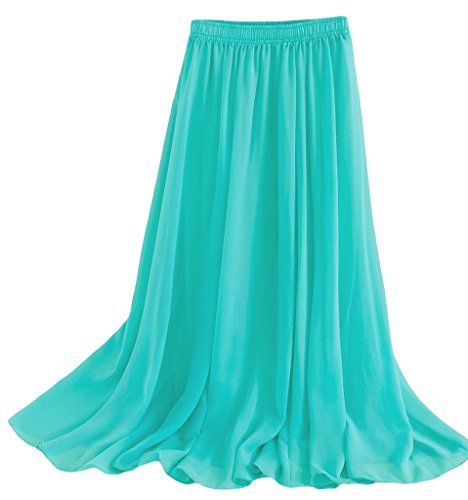 Damen Elastisch Stretch Bund Einfarbig Sommerrock Rock Lang mit Damen Elastisch Stretch Bund Einfarbig Sommerrock Rock Lang mit von Gothden