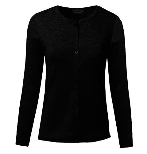 Gothden Damen Basic Leichter Button Down Cardigan Pullover, Schwarz , L von Gothden