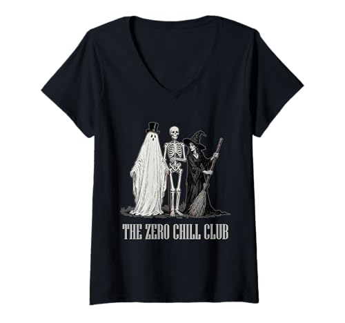 Damen Gothmas Halloween Weihnachten Gothic Academia Zero Chill T-Shirt mit V-Ausschnitt Damen Gothmas Halloween Weihnachten Gothic Academia Zero Chill T-Shirt mit V-Ausschnitt von Gothic Academia Gothmas Festive Wear