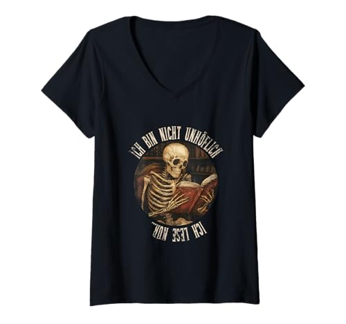 Damen Ich bin nicht unhöflich! Ich lese nur... Goth Leseliebhaber T-Shirt mit V-Ausschnitt Damen Ich bin nicht unhöflich! Ich lese nur... Goth Leseliebhaber T-Shirt mit V-Ausschnitt von Gothic Book Lover Designs