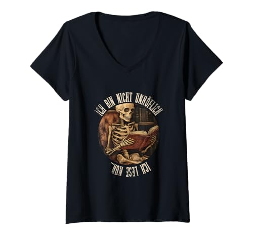 Damen Ich bin nicht unhöflich! Ich lese nur... Goth Leseliebhaber T-Shirt mit V-Ausschnitt Damen Ich bin nicht unhöflich! Ich lese nur... Goth Leseliebhaber T-Shirt mit V-Ausschnitt von Gothic Book Lover Designs