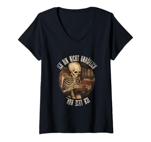 Damen Ich bin nicht unhöflich! Ich lese nur... Goth Leseliebhaber T-Shirt mit V-Ausschnitt Damen Ich bin nicht unhöflich! Ich lese nur... Goth Leseliebhaber T-Shirt mit V-Ausschnitt von Gothic Book Lover Designs