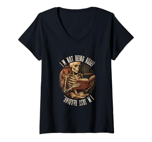 Damen Ich bin nicht unhöflich! Ich lese nur... Gothic Book Lover T-Shirt mit V-Ausschnitt Damen Ich bin nicht unhöflich! Ich lese nur... Gothic Book Lover T-Shirt mit V-Ausschnitt von Gothic Book Lover Designs